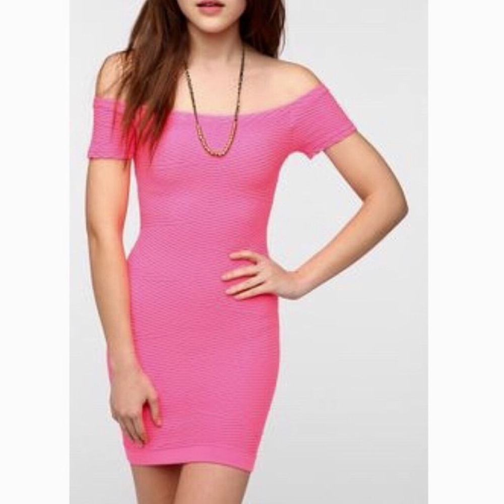 Neon Pink Sparkle & Fade Bodycon Dress - XS/S